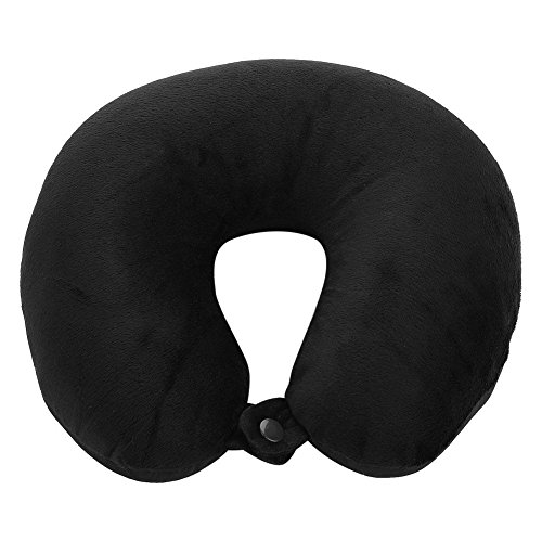 HERCHR Almohada de Viaje para el Cuello, Almohada de Soporte para el Cuello con Almohada para el Cuello en Forma de U para Viajes de Oficina en casa(Negro)