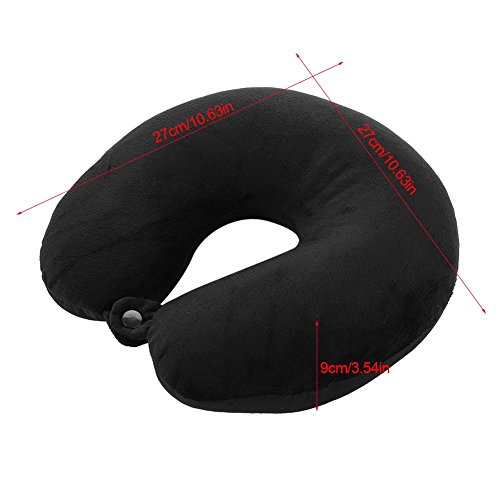 HERCHR Almohada de Viaje para el Cuello, Almohada de Soporte para el Cuello con Almohada para el Cuello en Forma de U para Viajes de Oficina en casa(Negro)