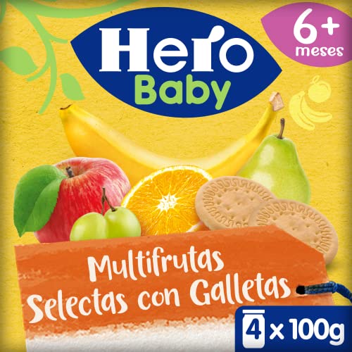 Hero Baby Tarrinas Multifrutas selecas con Galleta - 6 Packs de 4x100gr