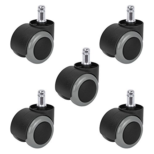 Herrman silla de oficina Caster Rueda para suelos de madera Protección | 2 "Heavy Duty PU Rueda de goma universal tamaño estándar tallo: 11 mm x 22 mm (7/16" x 7/8 "), gris (5 pcs/Pack)