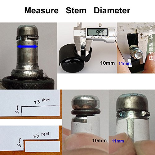 Herrman silla de oficina Caster Rueda para suelos de madera Protección | 2 "Heavy Duty PU Rueda de goma universal tamaño estándar tallo: 11 mm x 22 mm (7/16" x 7/8 "), gris (5 pcs/Pack)
