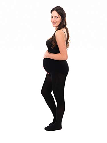 Herzmutter 80 medias de maternidad den - Medias opacas de maternidad - Pantimedias para la futura mamá -Calcetines de maternidad elásticos y cómodos - negro - 1300 (S-M, Negro)