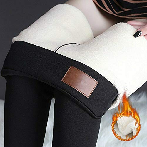 Heyzen Super Thick Cashmere Wool Leggings,Ladies Winter Plush Warm High Waist Elastic Slim Pants,Solid Winter Warm Tight Thick Leggings (Gray, S)