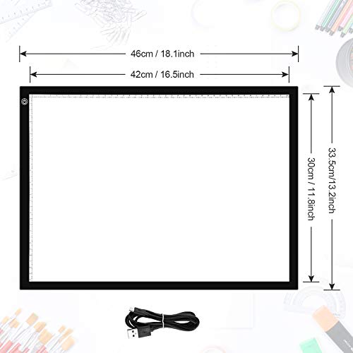 Himimi A3 Mesa de Luz Dibujo A3 LED Caja de Luz Portátil con USB ultra fina para diseño para Artistas, Dibujo, Animación
