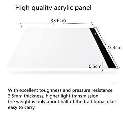 HJRUIUA A4 LED Caja de Luz Portátil con USB ultra fina para diseño, Caja De Luz dibujo y manualidades Táctil Plana Iluminación ajustable, ideal para animacion, tattoo, dibuja