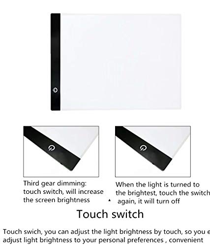 HJRUIUA A4 LED Caja de Luz Portátil con USB ultra fina para diseño, Caja De Luz dibujo y manualidades Táctil Plana Iluminación ajustable, ideal para animacion, tattoo, dibuja