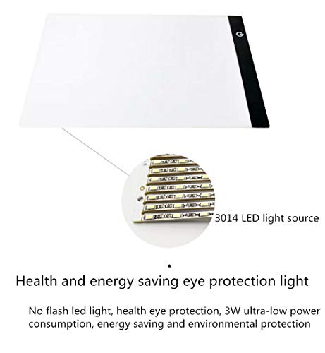 HJRUIUA A4 LED Caja de Luz Portátil con USB ultra fina para diseño, Caja De Luz dibujo y manualidades Táctil Plana Iluminación ajustable, ideal para animacion, tattoo, dibuja