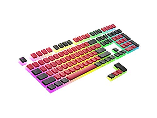 HK Gaming 108 Teclas PBT Pudding Keycaps Juego de teclas para teclado mecánico para juegos MX Switches (rojo y negro)
