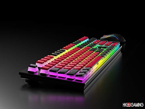 HK Gaming 108 Teclas PBT Pudding Keycaps Juego de teclas para teclado mecánico para juegos MX Switches (rojo y negro)