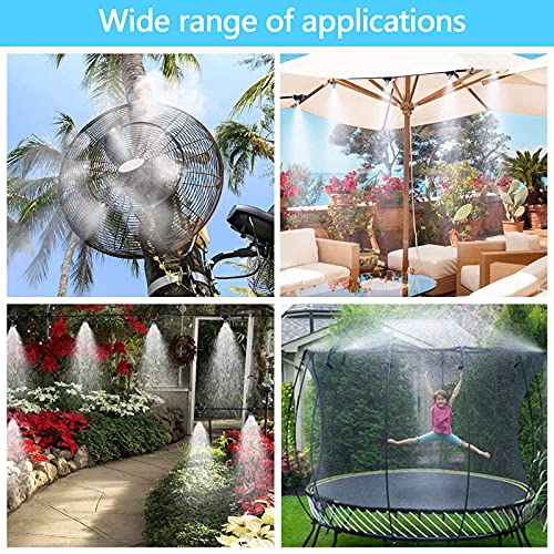 HMGDFUE Nebulizador Terraza, Kit Nebulizador Jardin Sistema de Riego Micro Flow para Refrigeración por Nieblas de Patio para Trampolín (15 M)-con 17 Boquillas