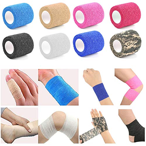 HNGEO Duradero 10 Colores 2.5CM * 4.5m Autoadhesivo Vendaje elástico de Primeros Auxilios Cuidado de la Salud Tratamiento de Gasa de la Cinta Utilizado para el Cuidado Personal (Color : Purple1)