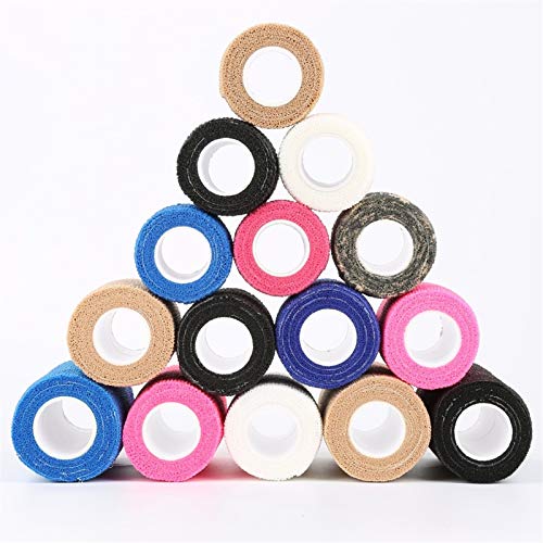 HNGEO Duradero 10 Colores 2.5CM * 4.5m Autoadhesivo Vendaje elástico de Primeros Auxilios Cuidado de la Salud Tratamiento de Gasa de la Cinta Utilizado para el Cuidado Personal (Color : Purple1)