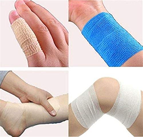 HNGEO Duradero 5CM * 5M Colorido Auto-Adhesivo elástico Suave y Limpio Sano Vendaje de Gasa Tratamiento del Cuidado de la Cinta Utilizado para el Cuidado Personal (Color : Black)