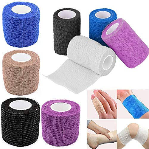 HNGEO Duradero Botiquín de Primeros Auxilios a Prueba de Agua Cshesive Vendas elásticas Wrap Deportes Cuerpo Gasa Vet Cinta autoadhesiva Bandagem 7.5cm * 4.5m Utilizado para el Cuidado Personal