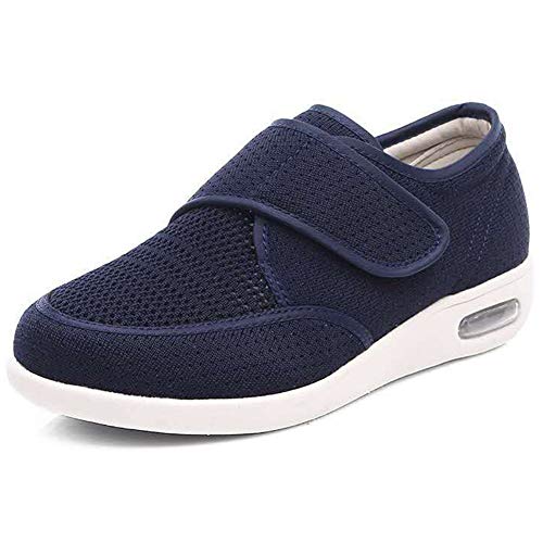 HOAPL Amortiguador de Aire Respirable de Las Mujeres Ajustable Zapatillas Walking Zapatos cómodos Ancianos Abuela al Aire Libre de Las Zapatillas de Deporte diabética Ortopédica Edema,Azul,42