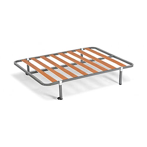 HOGAR24 Colchón viscoelástico Reversible Memory Fresh 3D + Somier con Patas de 26cm+ Ruedas + Almohada de Fibre resinada hipoalergénica 105x190cm