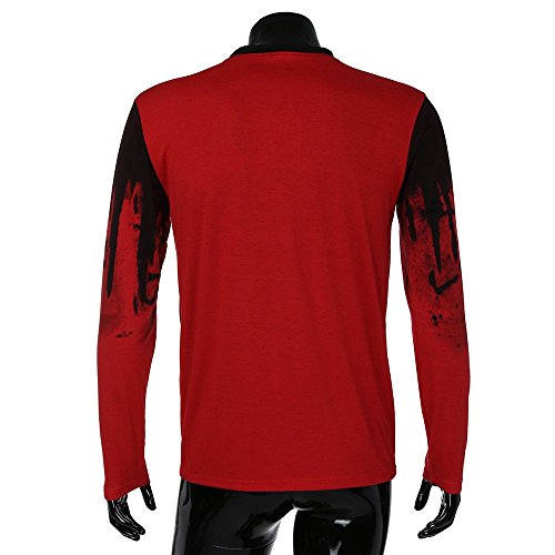 Hombre Gradiente Muscular Manga Larga Beefy Básico Sólido Blusa De La Cómodo Camiseta del Camiseta Top De Largo/De Visita del Boda Ocio/Planchado Fácil (Color : Rot, One Size : XL)