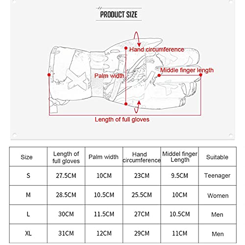 Hombres Mujeres Guantes de esquí Ultraligeros Impermeables Guantes cálidos de Invierno Guantes de Snowboard Motocicleta Montar en la Nieve Guantes Impermeables -Red white-8-L