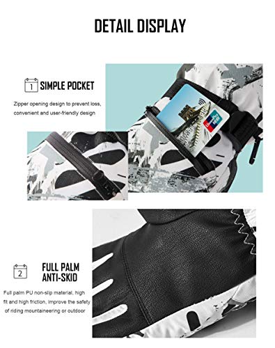 Hombres Mujeres Guantes de esquí Ultraligeros Impermeables Guantes cálidos de Invierno Guantes de Snowboard Motocicleta Montar en la Nieve Guantes Impermeables -Red white-8-L