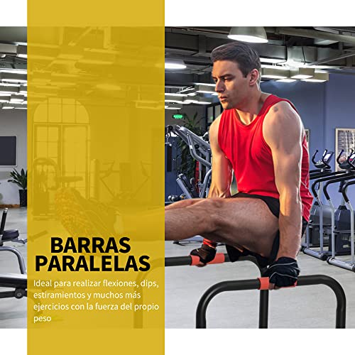 HOMCOM Barras Paralelas Training Soporte con Mango Extra Ancho para Flexiones Inclinadas Musculación Calistenia Dips 63x41x73 cm Negro