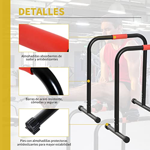 HOMCOM Barras Paralelas Training Soporte con Mango Extra Ancho para Flexiones Inclinadas Musculación Calistenia Dips 63x41x73 cm Negro