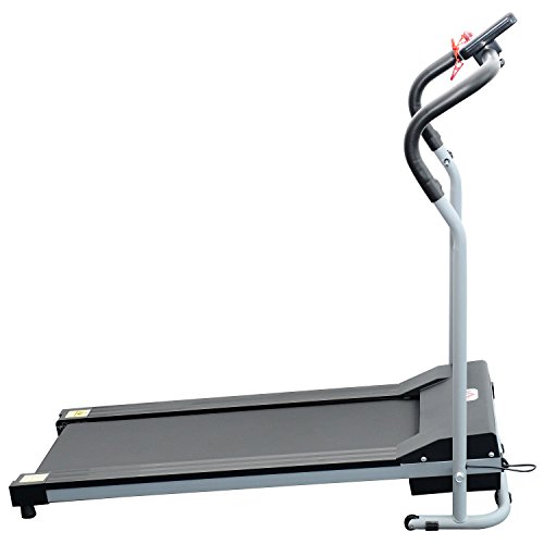 HOMCOM Cinta de Correr Andar Eléctrica Plegable con Pantalla LCD Velocidad de 1-10 km/h Botón de Emergencia Motor 500W Acero Hogar Oficina 122x62,5x119 cm Plata y Negro