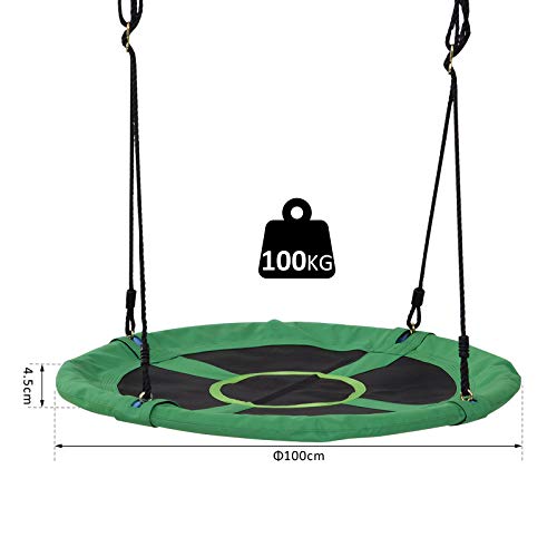 HOMCOM Columpio Nido Infantil Columpio de Árbol Forma Redonda Columpio para Niños +3 Años Carga 100kg Jardín Exterior al Aire Libre Asiento Cómodo Tela de Oxford