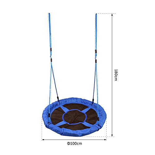 HOMCOM Columpio Nido Infantil Jardín Columpio para Bebé Asiento de Columpio Plegable Asiento Cómodo Jardín Interior y Exterior φ100x180cm Tela de Oxford Carga 100kg