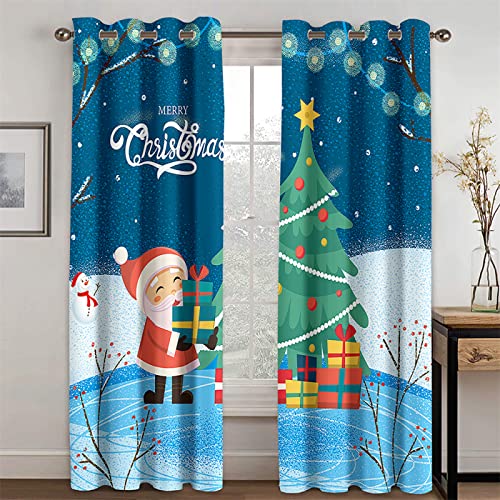 HOMEIEU Cortinas Opacas para Sala De Estar, Cortinas Navideñas 3D, Cortinas Suaves, Cortinas para Dormitorio (W80xH115cm-2PCS)
