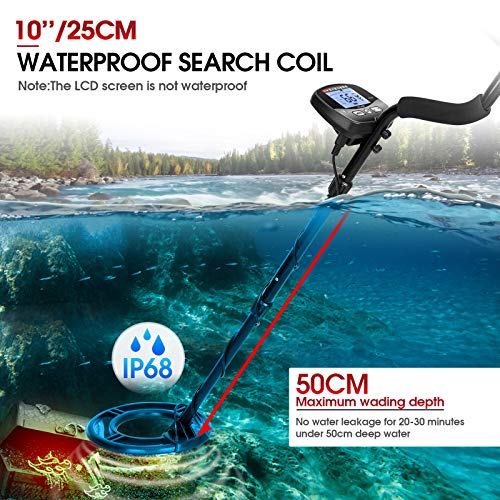 HOOMYA Profesional Detector de Metales para Adultos Niños, Función de Precisión con Pantalla de Profundidad, Bobina Impermeable de 25 cm - Puede ser de Detección Subacuática de 50 cm de Profundidad