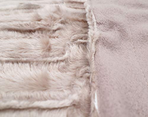 HTE Meishida Manta Sofá de Terciopelo - Manta Pelo Largo Pequeña con Piel Sintética para Invierno Suave, Manta Cubre Sofá de Lujo Decorativa (Beige, 130 x 160 cm)