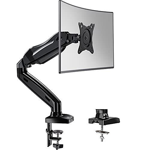 HUANUO Brazo Singular de Monitor Pantallas LCD LED de 17-27 Pulgadas, Brazo de Resorte de Gas Giratorio de 360°, 2 Métodos de Montaje Opcionales, Soporte VESA 75-100 mm y Peso 2-6.5 kg