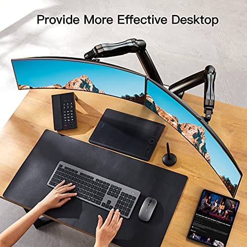 HUANUO Soporte de Monitor Dual, Brazo de Resorte de Gas Giratorio 360 ° para Pantallas de 13 a 27 Pulgadas, 2 Opciones de Montaje, VESA 75/100