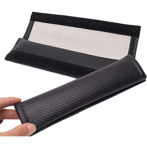 HUAQIEMI Hombreras para cinturón de Seguridad de Coche para Tesla Model 3, hombreras con Correa de arnés de Seguridad de Fibra de Carbono, protección para Hombros, 2 Piezas