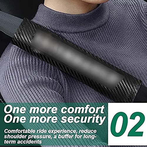 HUAQIEMI Hombreras para cinturón de Seguridad de Coche para Tesla Model 3, hombreras con Correa de arnés de Seguridad de Fibra de Carbono, protección para Hombros, 2 Piezas