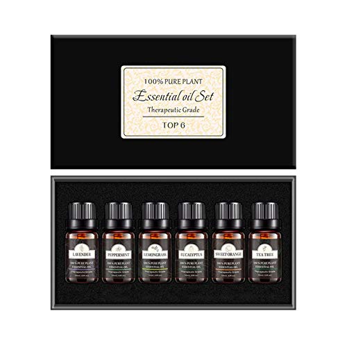 huiyingshe Kits de aceites Esenciales de aromaterapia, 100 y orgánico, Juegos de Regalo de Grado terapéutico, Aceite difusor para masajes, relajación