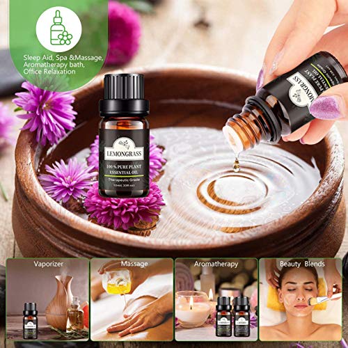 huiyingshe Kits de aceites Esenciales de aromaterapia, 100 y orgánico, Juegos de Regalo de Grado terapéutico, Aceite difusor para masajes, relajación