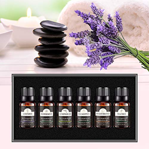huiyingshe Kits de aceites Esenciales de aromaterapia, 100 y orgánico, Juegos de Regalo de Grado terapéutico, Aceite difusor para masajes, relajación