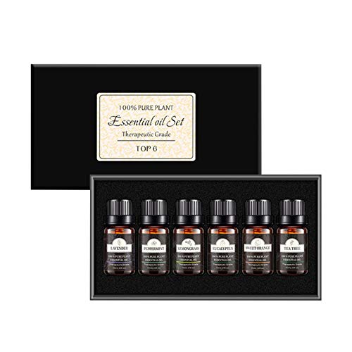 huiyingshe Kits de aceites Esenciales de aromaterapia, 100 y orgánico, Juegos de Regalo de Grado terapéutico, Aceite difusor para masajes, relajación