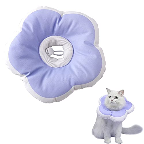 HXX Collar Isabelino para Gatos Perros, Blando Conos de Recuperación para Mascotas con Cordón Ajustable, Suaves Collares de Recuperación para Gatos Perros Pequeño Púrpura S
