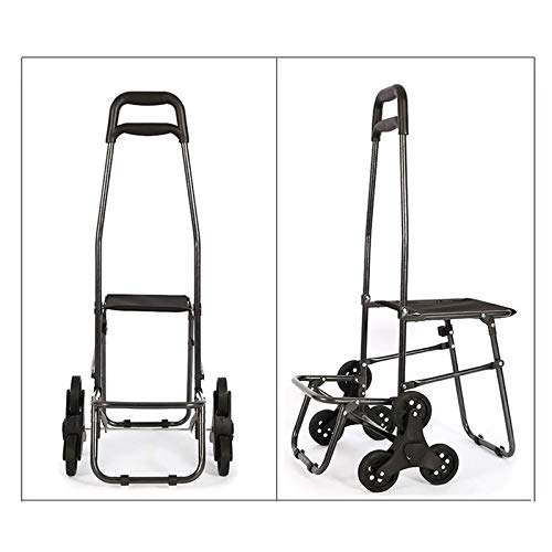 HZPXSB Con una Silla, escaleras Que suben, Carro de Compras, Carro de Compras Pasado de Moda, Carro pequeño, Carro de Mano (Color : Brown)