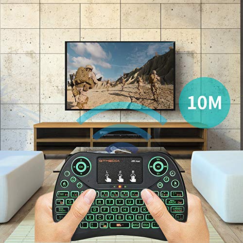 I8S 2.4G Mini Teclado inalámbrico con retroiluminación del Panel táctil, combinación de Mouse con Teclado Recargable Remoto USB, 77 Teclas Teclado multitáctil para computadora portátil/Smart TV