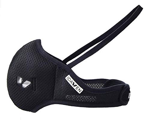 IDAWEN Sport Fashion Mascarilla Deportiva IDAWENMASK 2.0 - con Filtro de Nanofibras del CSIC - Máscara de Deporte de Cierre con Velcro - Mascarilla Lavable - Color Negro - Talla L