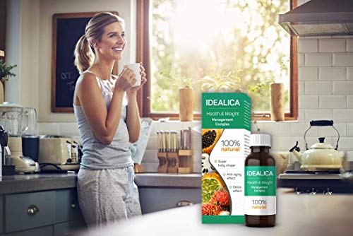 IDEALICA 100% Natural 20ml. Gotas Para Adelgazar Muy Rapido - Quemagrasas Potente Para Adelgazar - Antioxidante - Apto para veganos y vegetarianos - Sin gluten