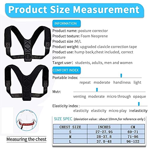 IJNBHU Corrector médico de la Postura de la clavícula Niños Adultos Soporte para la Espalda Cinturón Corsé Ortesis ortopédica Hombro Correcto (Color: Tipo 3 Negro, Tamaño: Grande)