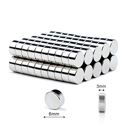 Imanes Neodimio, 6 x 3 mm Imán para Frigorífico Puerta de Disco, Imanes de Nevera para Pizarra DIY Manualidades Pasatiempos Oficina Multiusos (100 Piezas)
