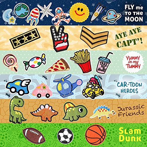 IMMEK 55pcs parches, lindos cosidos en parches ropa apliques para ropa chaquetas sombreros mochilas jeans, Arcoiris Unicornios Dinosaurios Rosas Corazones Mariposa Animales Frutas Estrellas y más