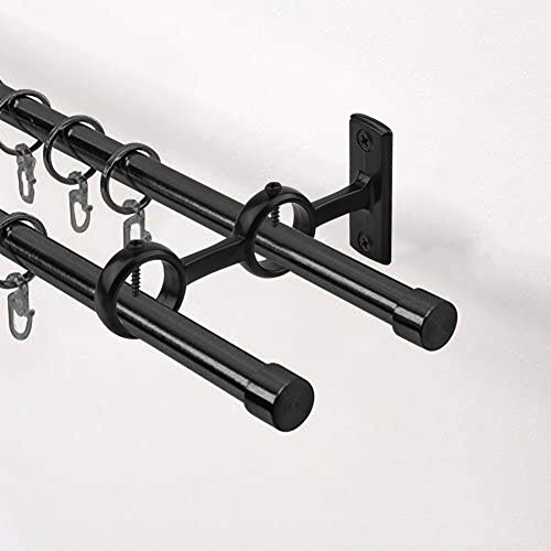 Increway - Soporte para barra de cortina, 2 unidades, color negro, resistente, ajustable, doble barra de cortina para el diámetro inferior a 2,5 cm