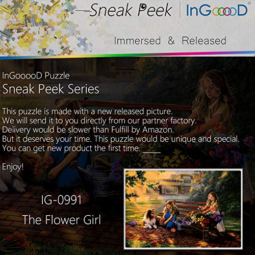 Ingooood-Jigsaw Puzzle 1000 Piezas-Sneak Peek Series- The Flower Girl_IG-0991 Juguetes de Entretenimiento para Adultos, graduación Especial o Regalo de cumpleaños, decoración del hogar