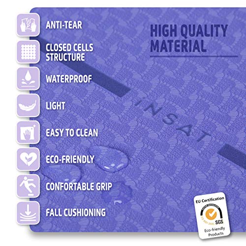 INSAT Esterilla Yoga Antideslizante - Colchoneta Yoga Pilates Gimnasia Deporte con Alineación del Cuerpo - Yoga Mat de Material Ecológico con Bolsa y Correa de Hombro